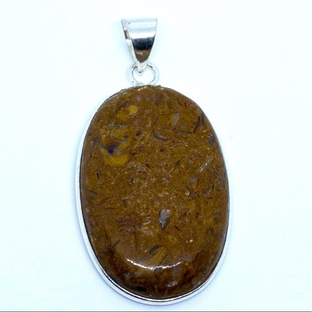 Oversized Jasper Sterling Silver Statement Pendant - 2” Tall